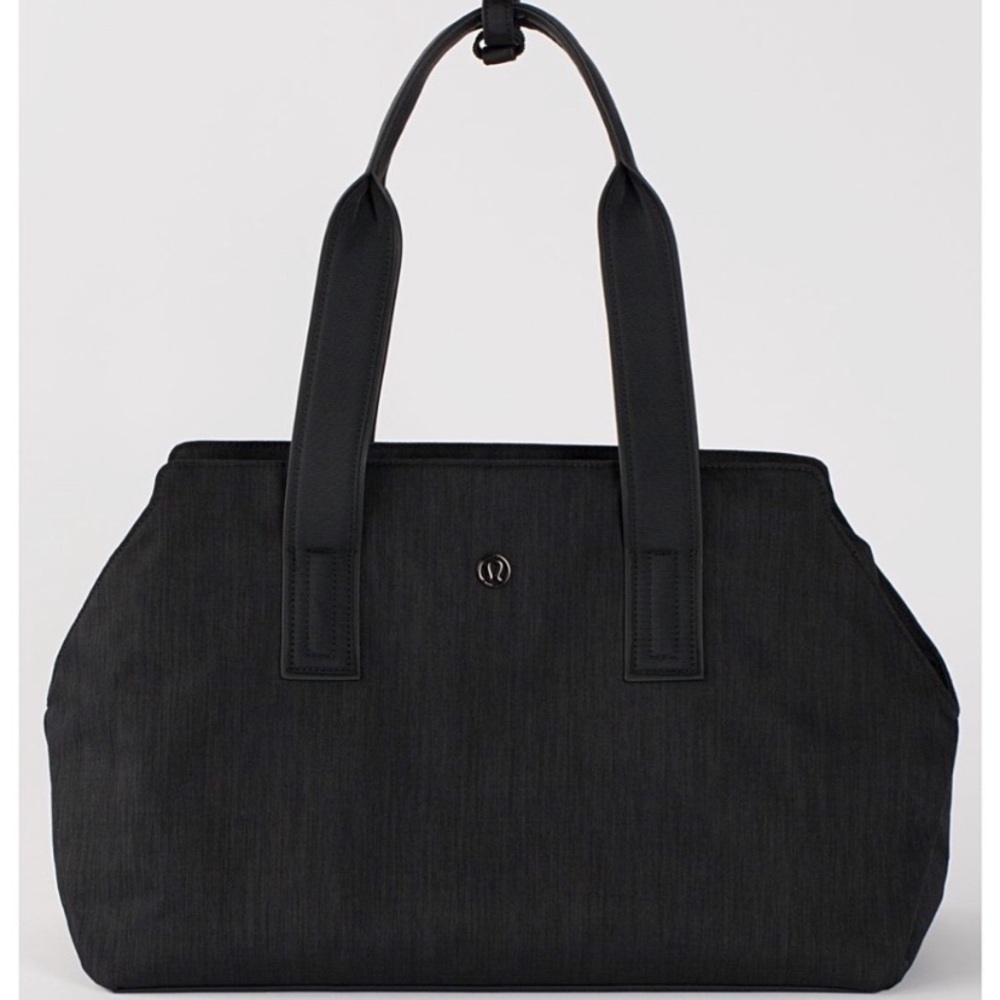 Lululemon Athletica Black and Gray Structured Tote